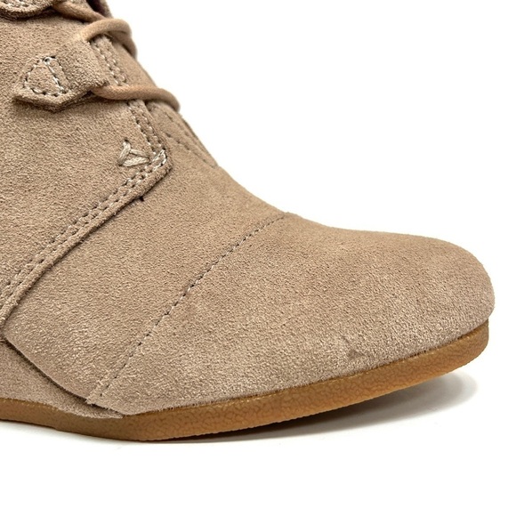 Toms Desert Wedge Lace Up Suede Ankle Boot Tan Brown Heel Shoe, Size 9 - Picture 11 of 16